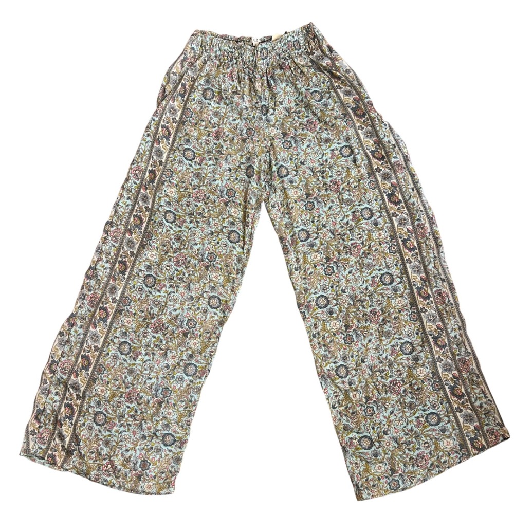Paani Wide Leg Pants Womens Large India Floral Block Print NWT Boho Genie Kantha - Picture 3 of 10